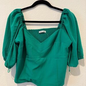Abercrombie & Fitch Green Puff Sleeve Blouse NWOT